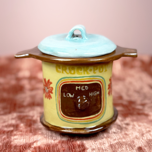 Ceramic Vintage Crockpot Incense Holder