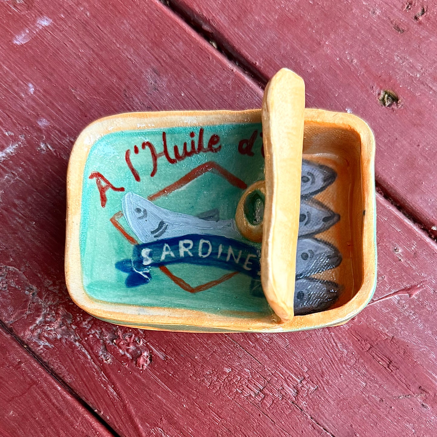 Ceramic Sardine Can - Seamfoam