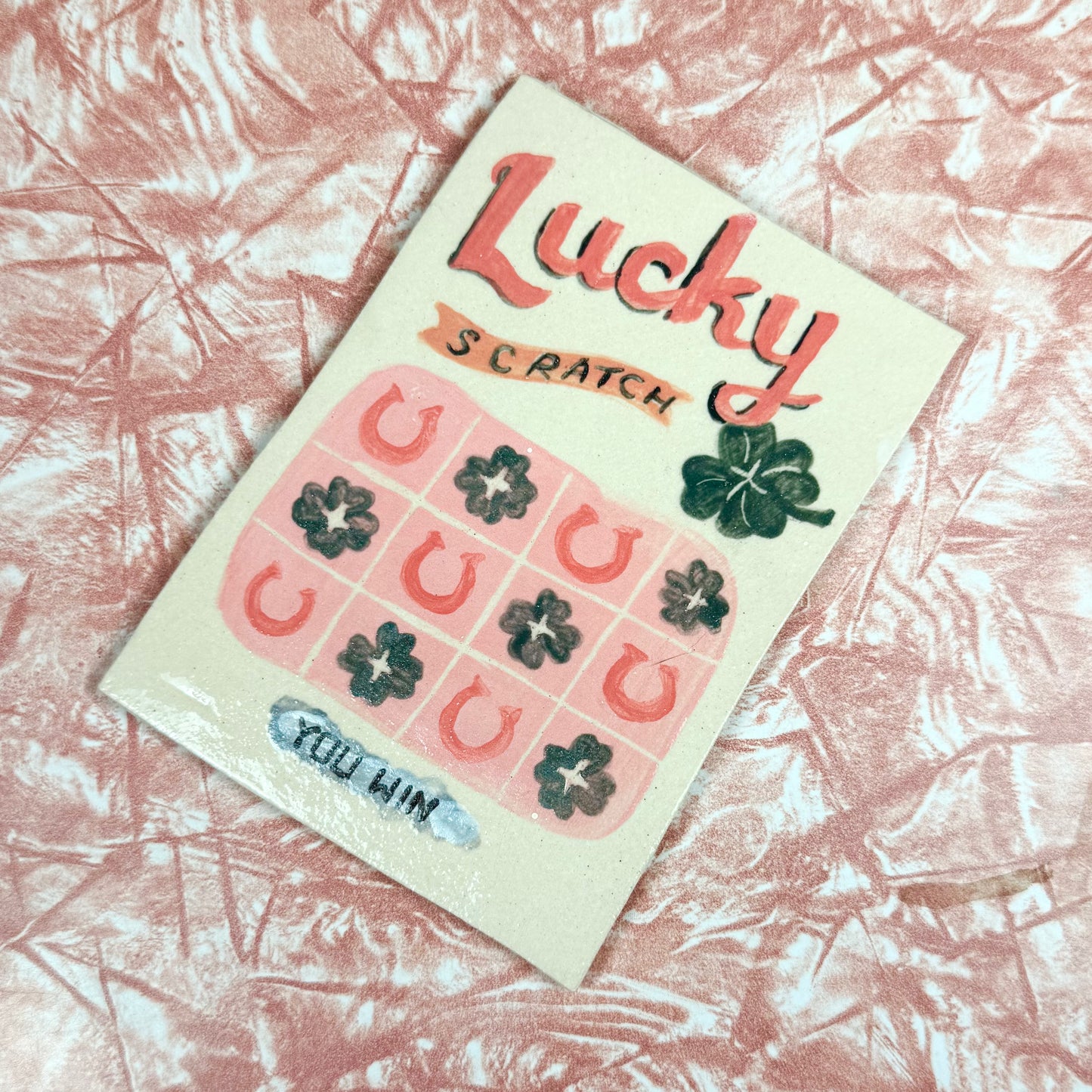 Ceramic Lucky Scratcher Coaster - Clover