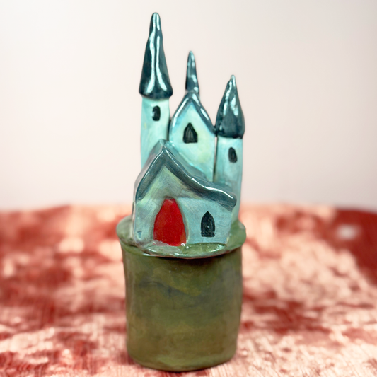 Ceramic Dracula's Castle Incense Holder