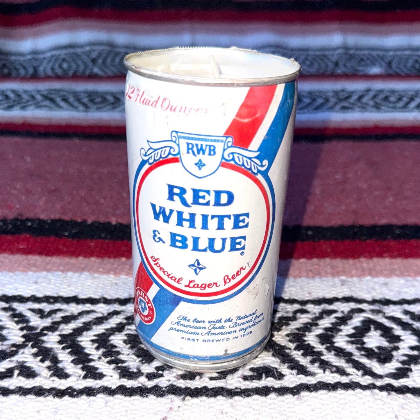 Vintage Beer Candle - Red White Blue