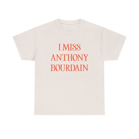 I Miss Anthony Bourdain T-shirt - Salmon Font