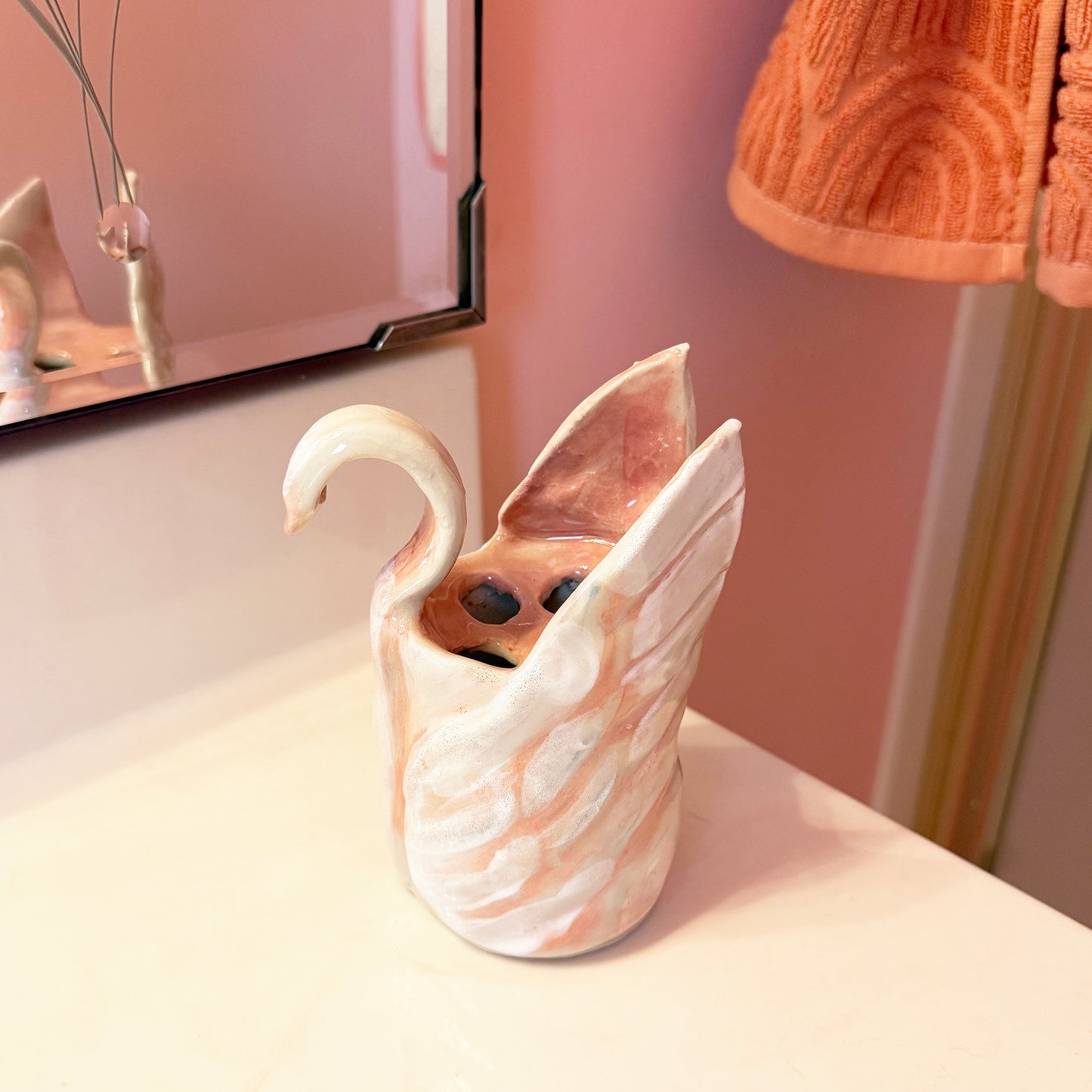 Ceramic Swan Toothbrush Holder