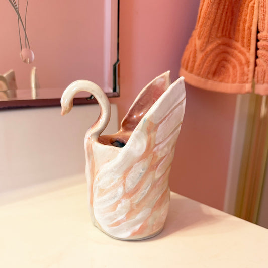 Ceramic Swan Toothbrush Holder