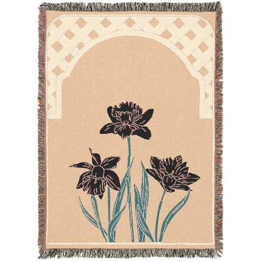 Art Deco Orchid Blanket - Cream