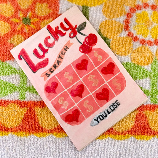 Ceramic Lucky Scratcher Coaster - Cherry