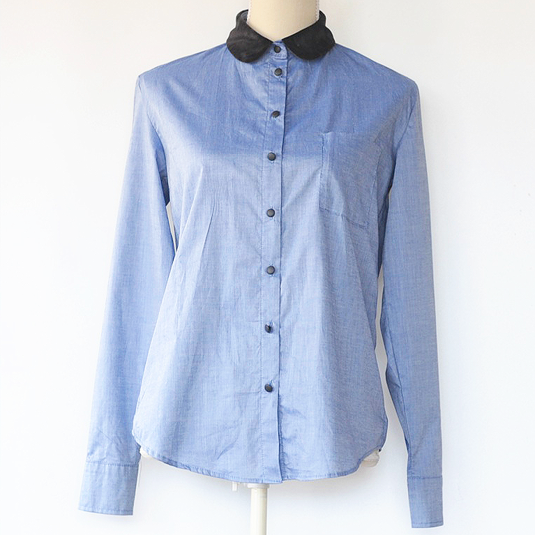 Black Velvet Collar Shirt